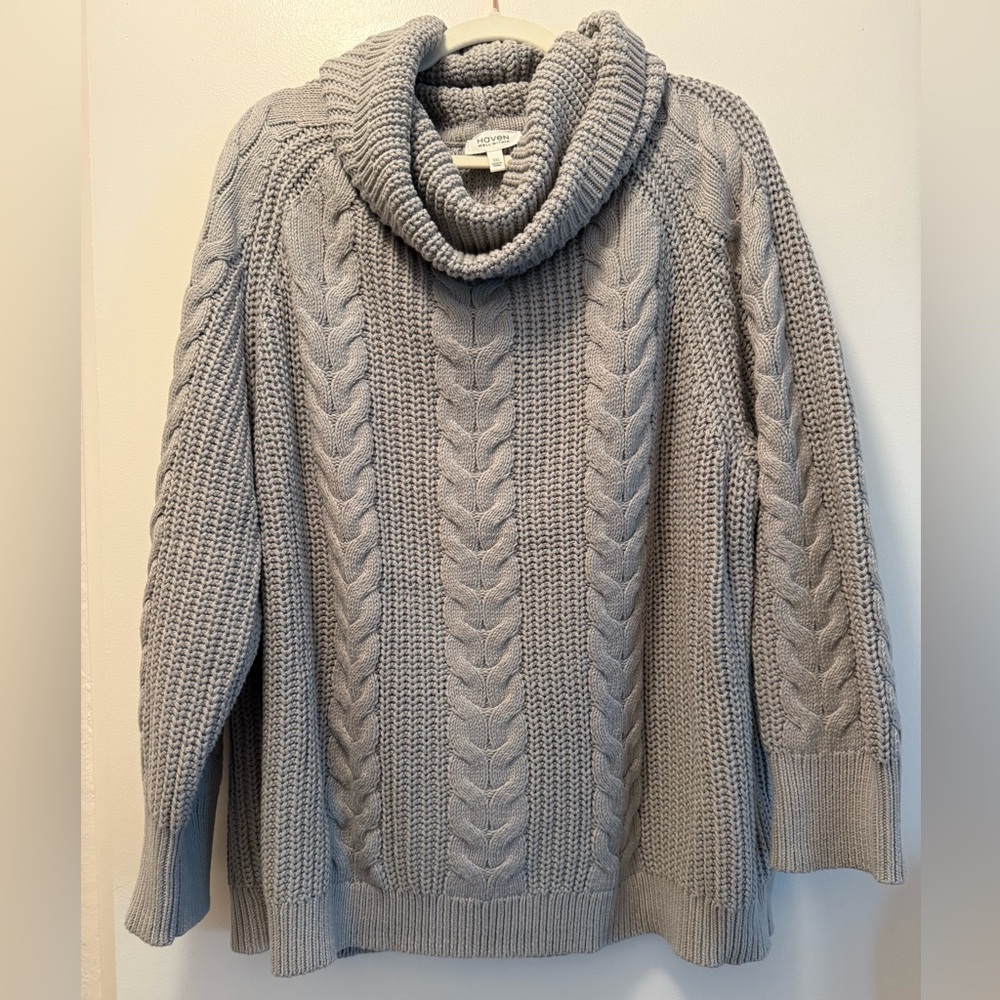 Heaven Well Within/Talbots light gray knitted sweater, cowl neck, size XXL NWOT!